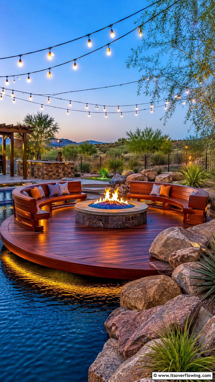 Floating Deck with Fire Pit - 30 Floating Deck Ideas for Modern Backyard Designs
