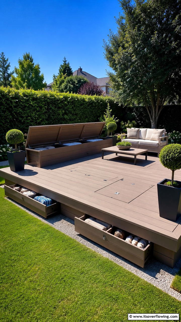 Floating Deck with Hidden Storage - 30 Floating Deck Ideas for Modern Backyard Designs
