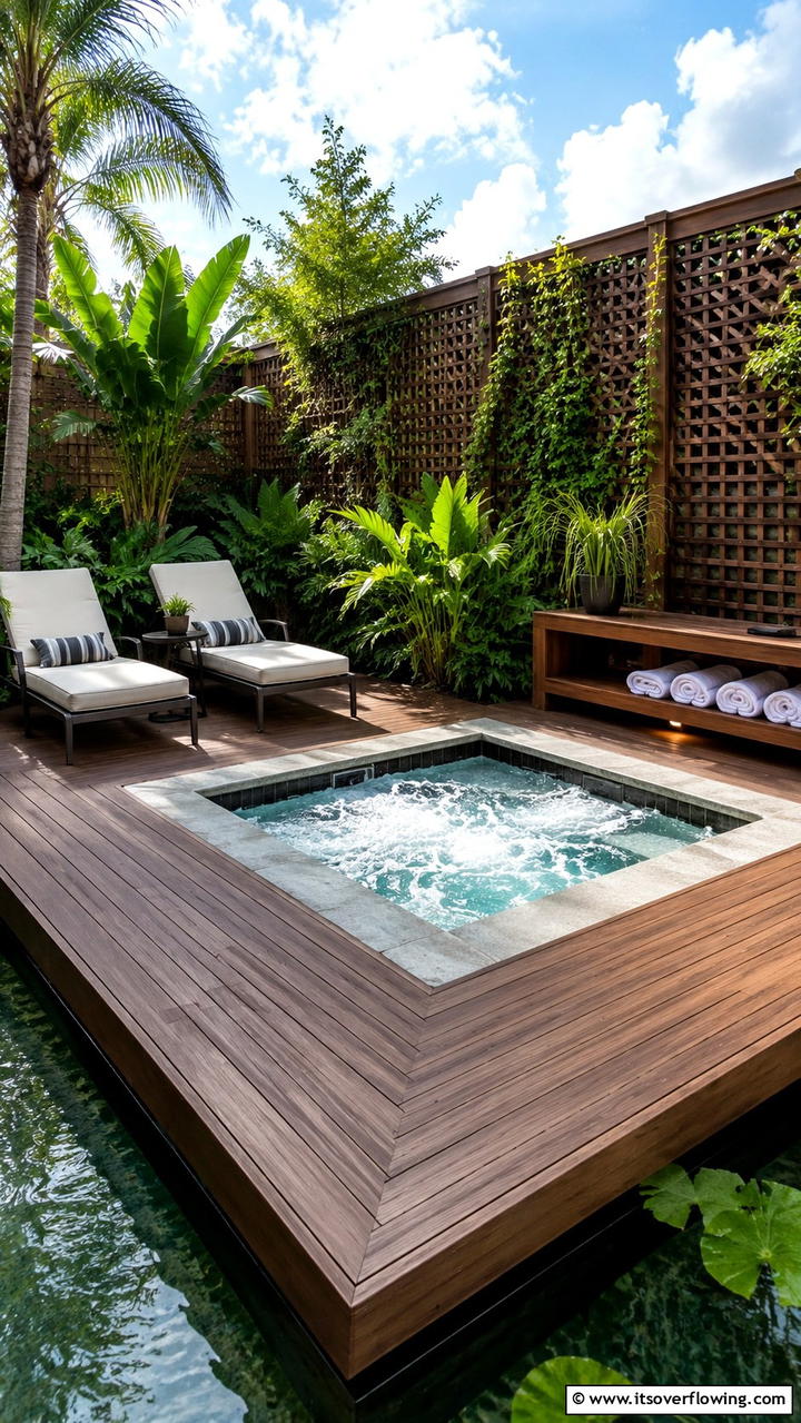 Floating Deck with Hot Tub Integration - 30 Floating Deck Ideas for Modern Backyard Designs