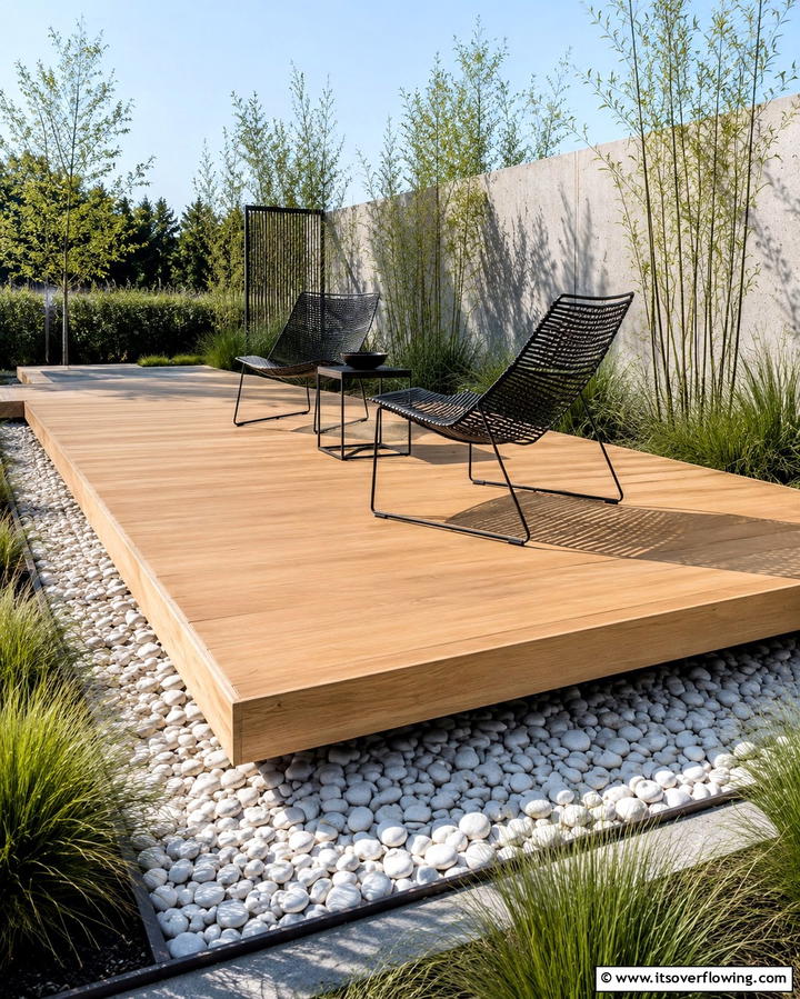 Floating Deck with Minimalist Design - 25 Ground Level Deck Ideas for Easy Outdoor Living