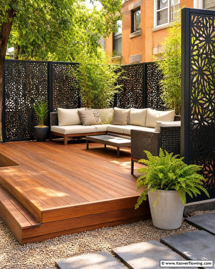 Floating Deck with Privacy Screens - 30 Floating Deck Ideas for Modern Backyard Designs