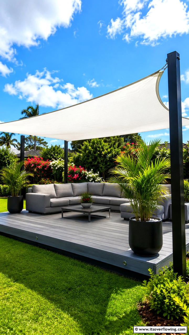 Floating Deck with Sunshade - 30 Floating Deck Ideas for Modern Backyard Designs