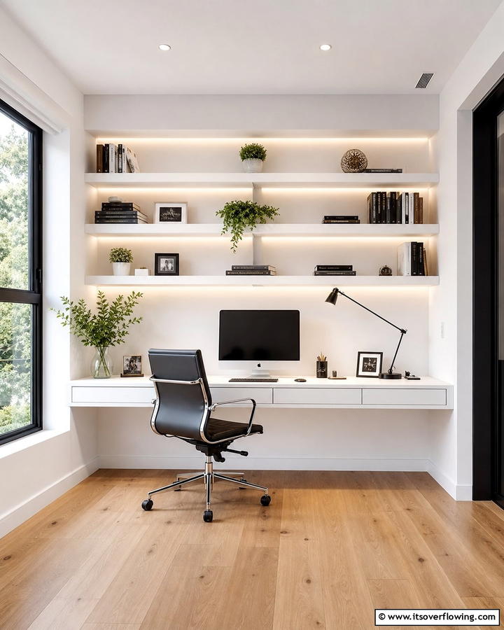 Floating Desk Setup - 20 Home Office Background Ideas for Professional Vibes