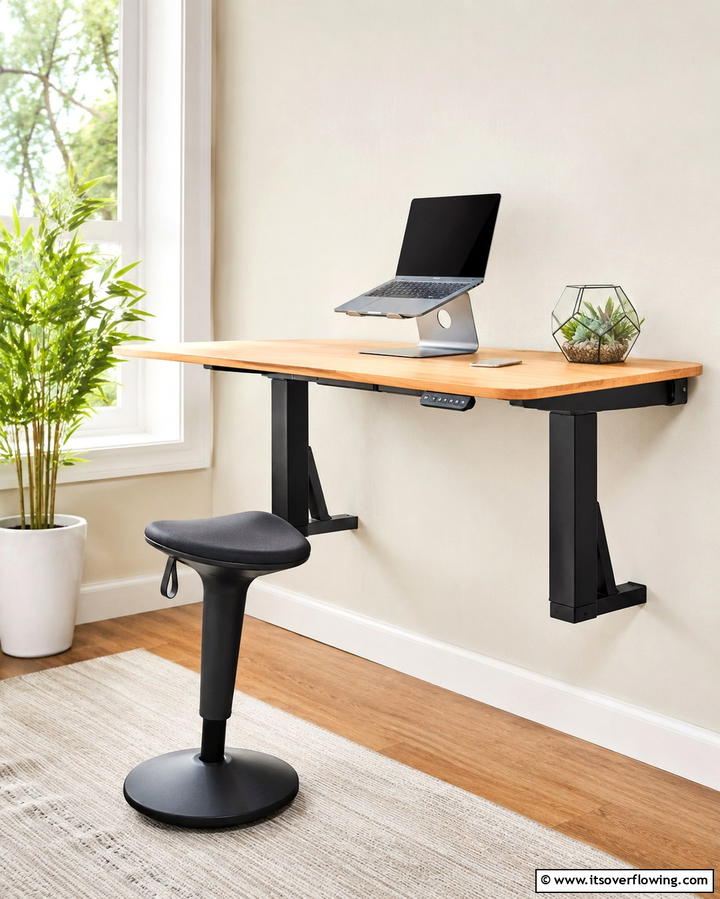 Floating Desk with Adjustable Height - 25 Floating Desk Ideas for Modern Home Offices