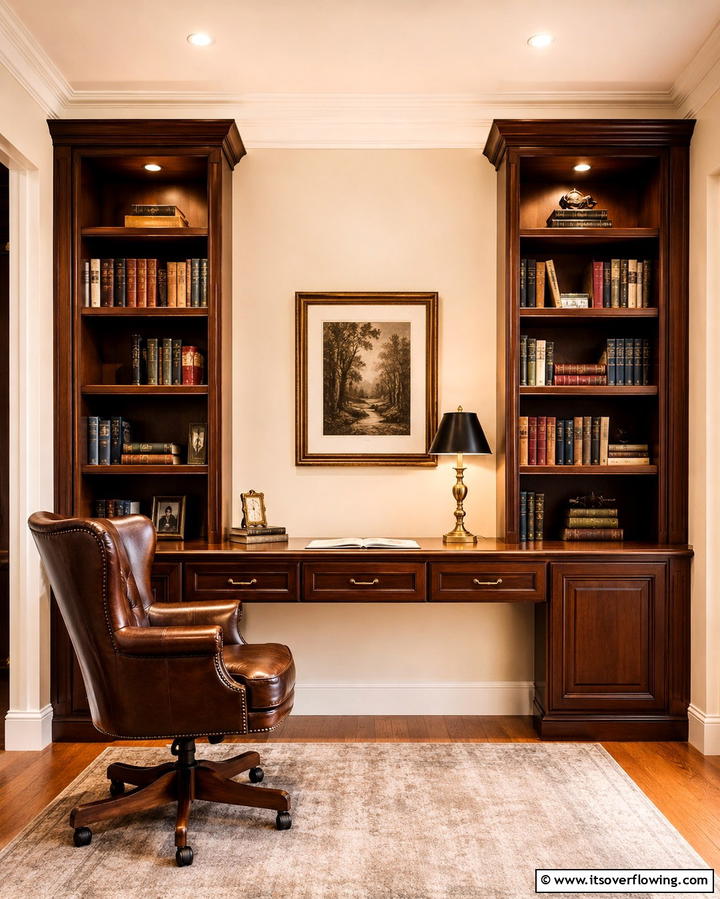 Floating Desk with Built In Bookshelves - 25 Floating Desk Ideas for Modern Home Offices