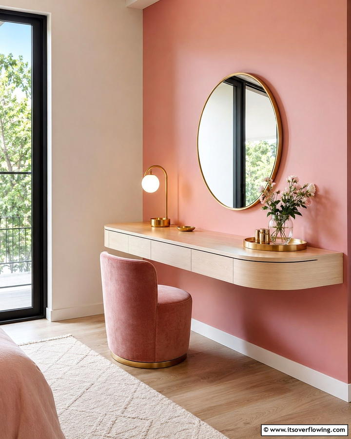Floating Desk with Curved Edges - 25 Floating Desk Ideas for Modern Home Offices