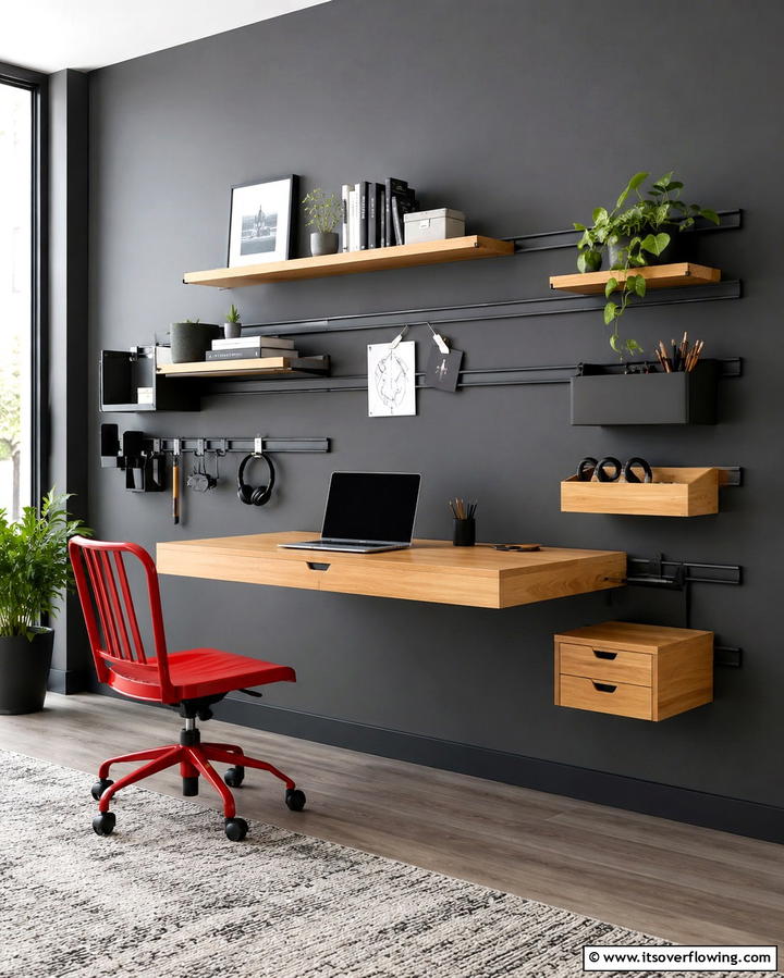 Floating Desk with Modular Components - 25 Floating Desk Ideas for Modern Home Offices