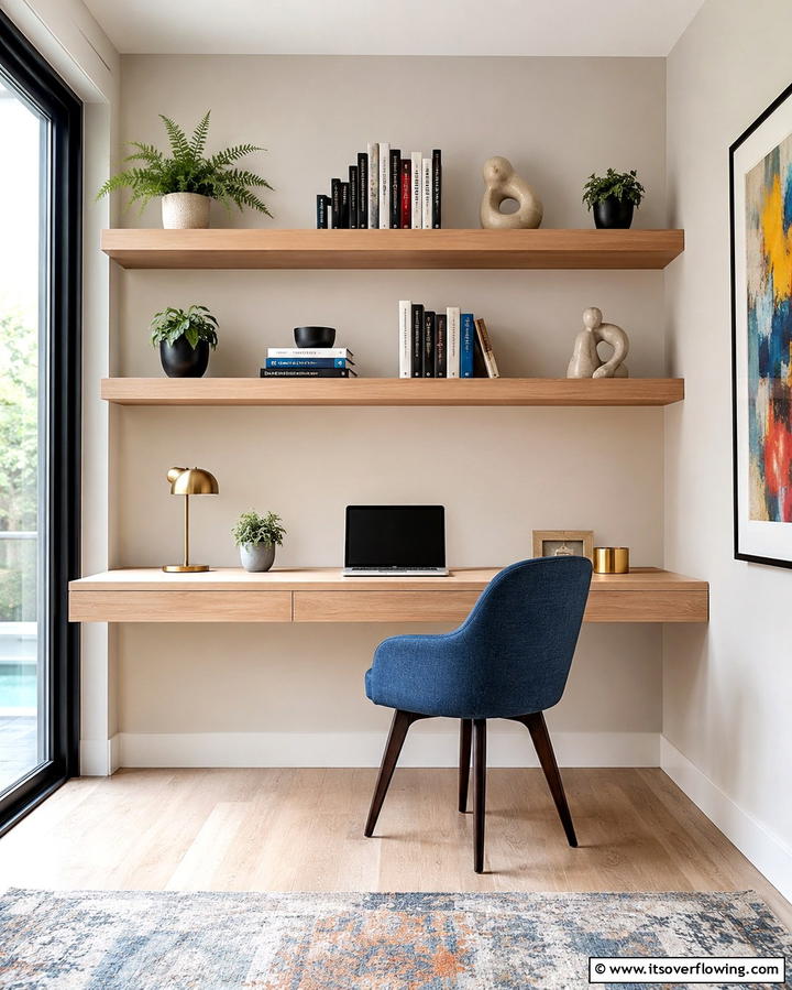 Floating Desk with Shelves for Extra Storage - 25 Floating Desk Ideas for Modern Home Offices