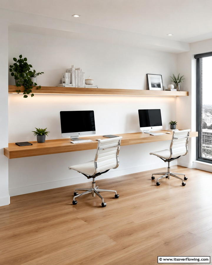 Floating Desks for Space Efficiency - 25 Home Office for Couples Ideas and Designs