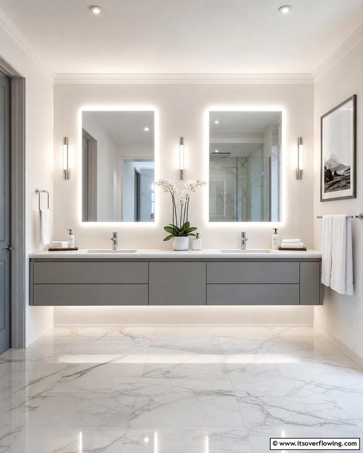 Floating Double Vanity - 25 Double Vanity Bathroom Ideas for a Luxurious Space