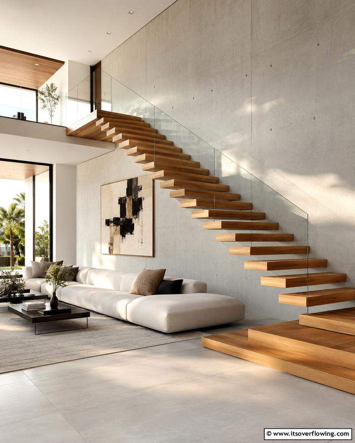 Floating Elegance Staircase - 30 Modern Staircase Ideas- Sleek & Architectural Designs