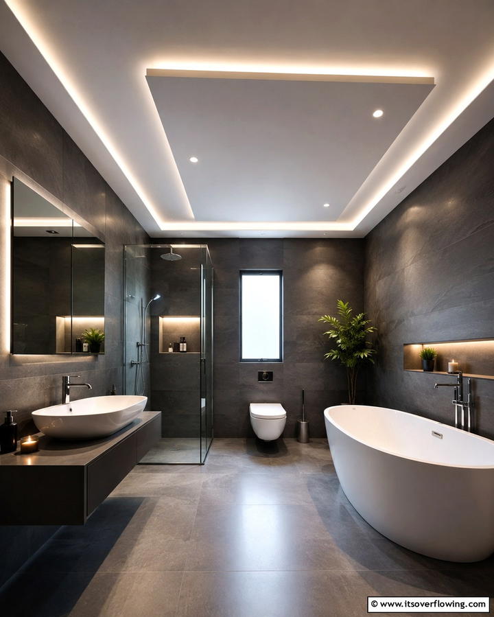 Floating False Ceilings - 30 Inspiring Bathroom Ceiling Ideas for Modern Homes
