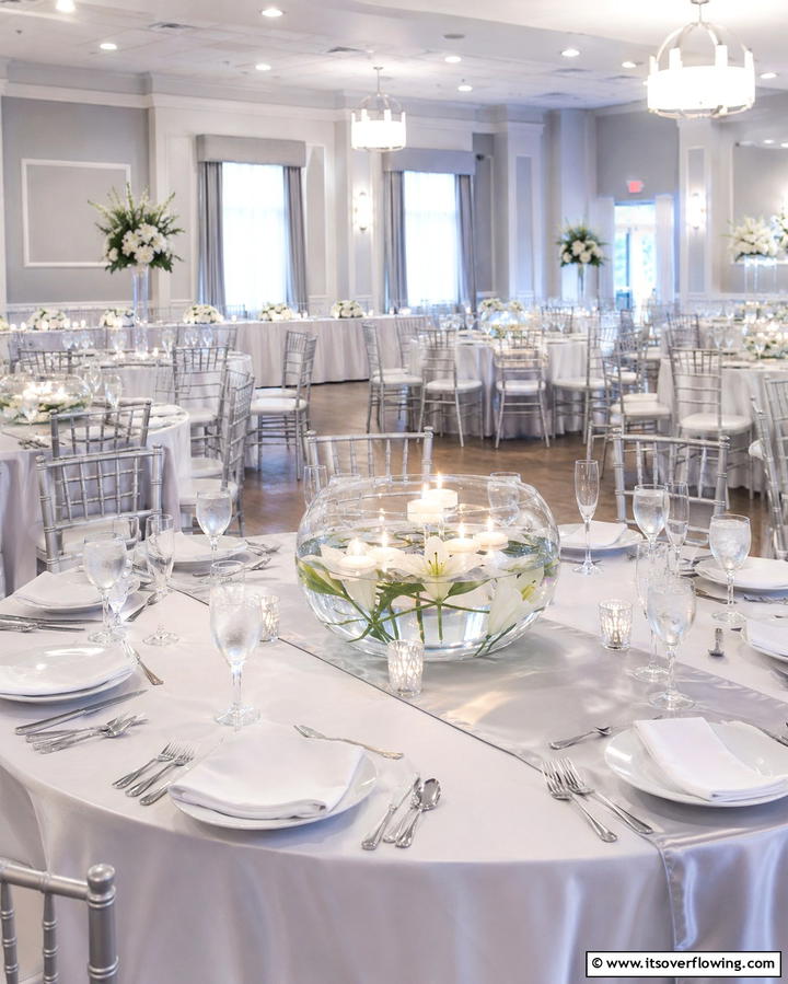 Floating Flower Bowls - 30 Rehearsal Dinner Centerpiece Ideas for Memorable Nights