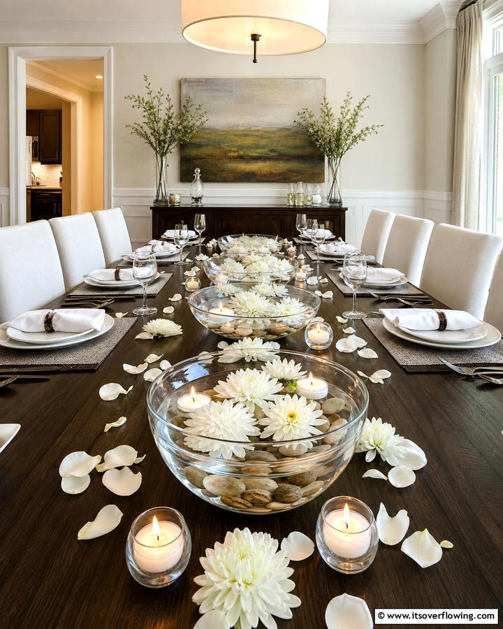 Floating Flowers and Candles - 25 Centerpiece Ideas for Stunning Table Decor