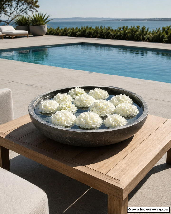 Floating Hydrangea Blossoms - 25 Hydrangea Centerpiece Ideas for Elegance