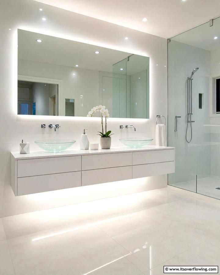 Floating Illusion Mirror - 21 Stunning Bathroom Mirror Ideas to Enhance Your Vanity Area