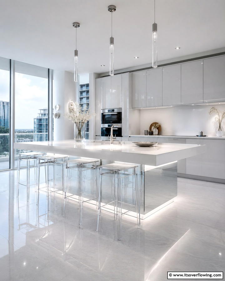 Floating Island with Stools for Open Spaces - 25 Kitchen Island Ideas With Seating for Functionality