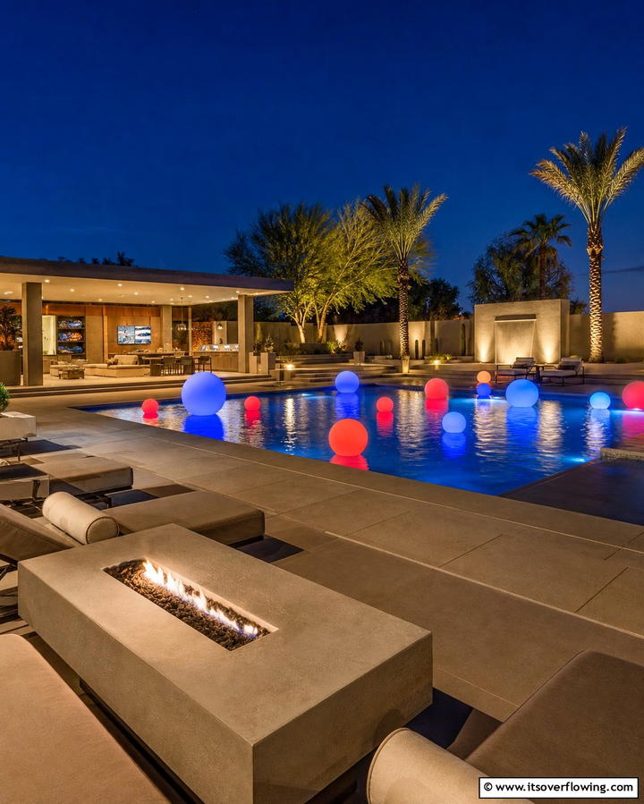 Floating LED Orbs - 25 Pool Lighting Ideas to Illuminate Your Nighttime Swim