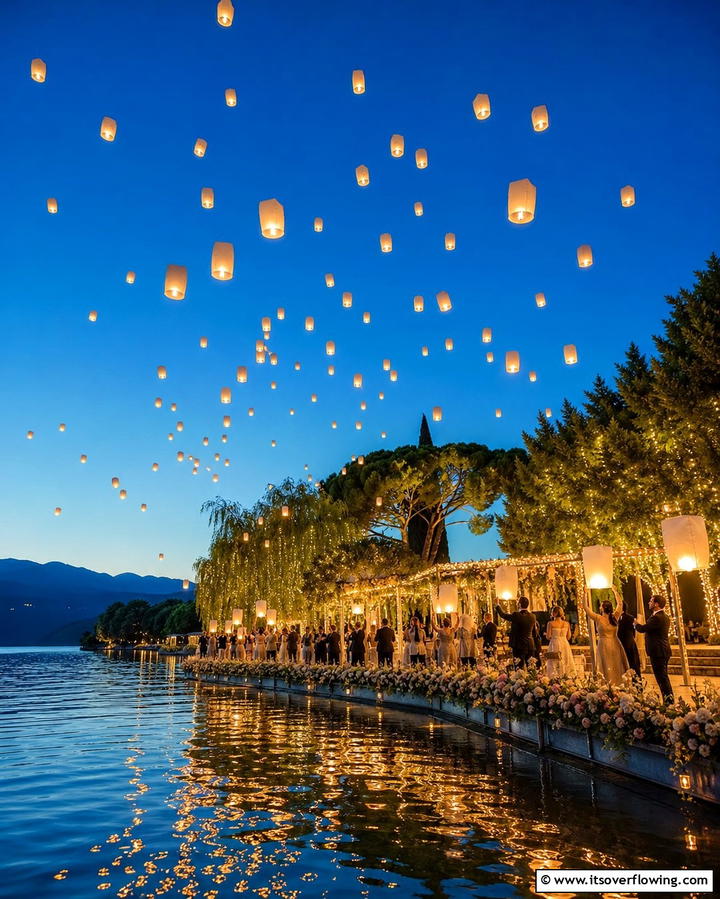 Floating Lantern Release - 25 Fairytale Wedding Ideas for Your Dream Ceremony