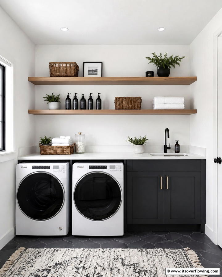 Floating Laundry Room Shelves - 30 Laundry Room Shelf Ideas- Maximize Storage & Efficiency
