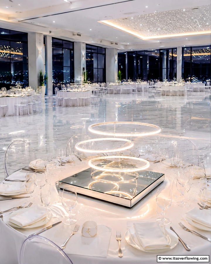 Floating Light Mirror Centerpiece - 30 Unique Non-Floral Wedding Centerpiece Ideas