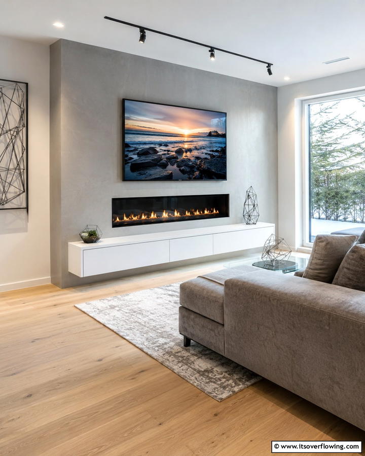 Floating Media Console - 30 Fireplace Built-In Design Ideas for Focal Point Spaces