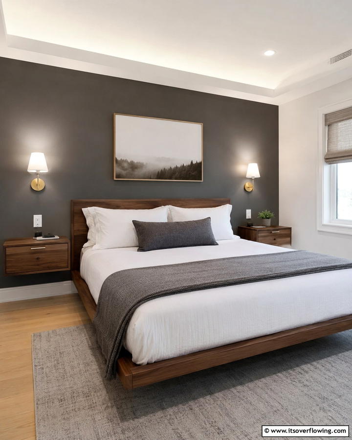 Floating Nightstands for Space Optimization - 25 Small Apartment Ideas for Guys- Stylish & Functional