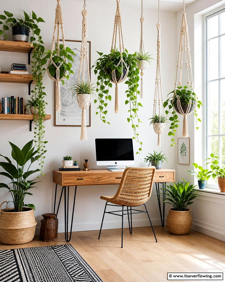 Floating Plants or Hanging Planters - 20 Home Office Background Ideas for Professional Vibes