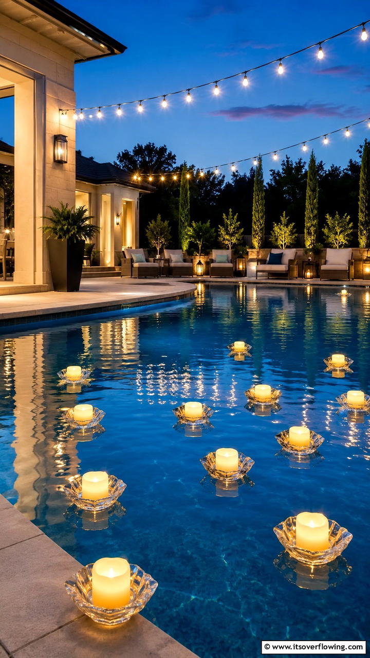 Floating Pool Candles - 25 Pool Party Ideas for a Fun and Memorable Summer