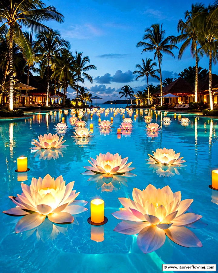 Floating Pool Decor - 25 Tropical Pool Landscaping Ideas for a Resort Feel