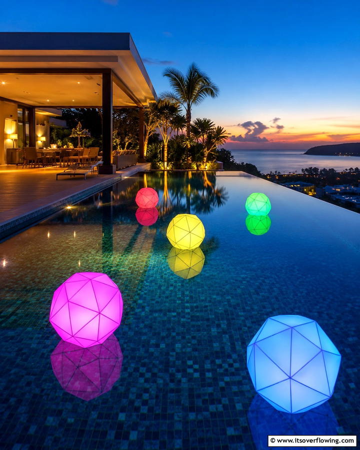 Floating Pool Lights - 25 Pool Patio Ideas for a Relaxing Outdoor Space