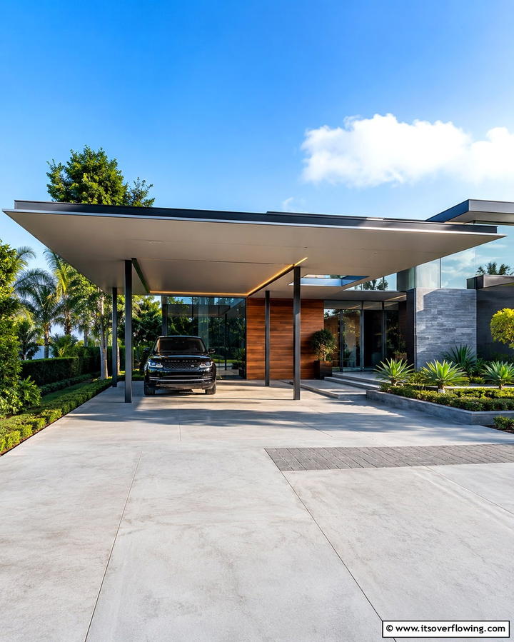 Floating Roof Car Porch - 25 Car Porch Design Ideas for a Welcoming Entrance