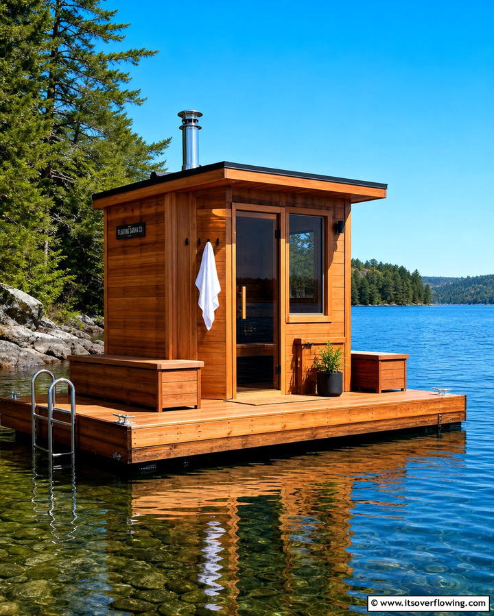 Floating Sauna on a Dock - 25 Outdoor Sauna Ideas for Relaxing Backyard Retreats