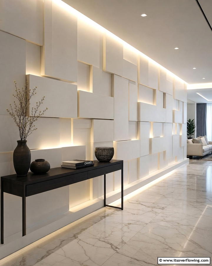 Floating Shadow Effects - 21 Half Wall Paneling Ideas for Modern Home Organizing