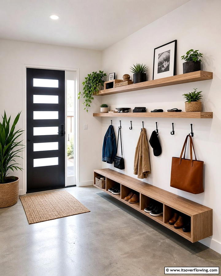 Floating Shelf Drop Zone - 25 Drop Zone Ideas to Keep Your Home Organized and Tidy