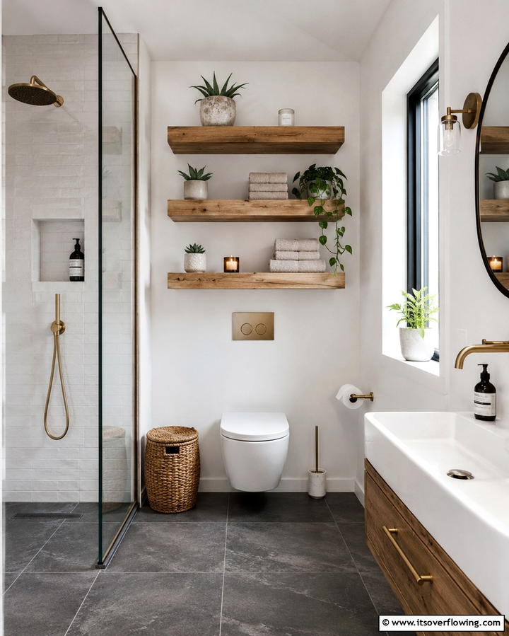 Floating Shelves - 25 Small Ensuite Design Ideas for Compact Bathrooms
