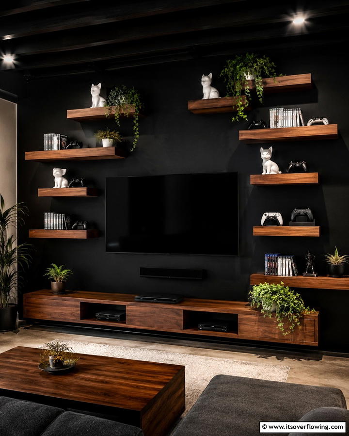 Floating Shelves - 25 Small Game Room Ideas for Fun and Entertainment