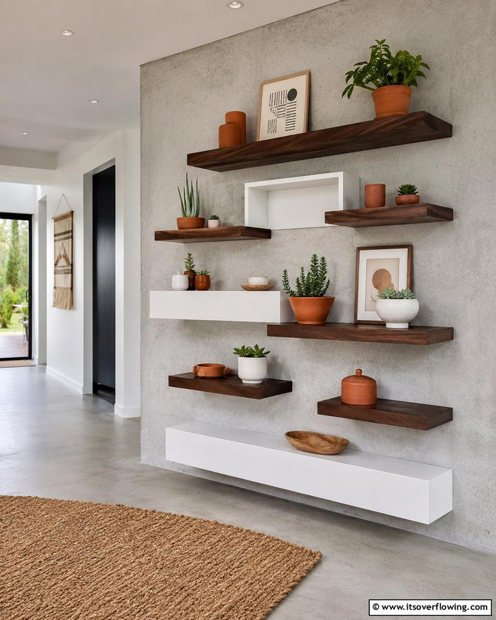 Floating Shelves - 25 Small Mudroom Ideas to Organize Your Entryway