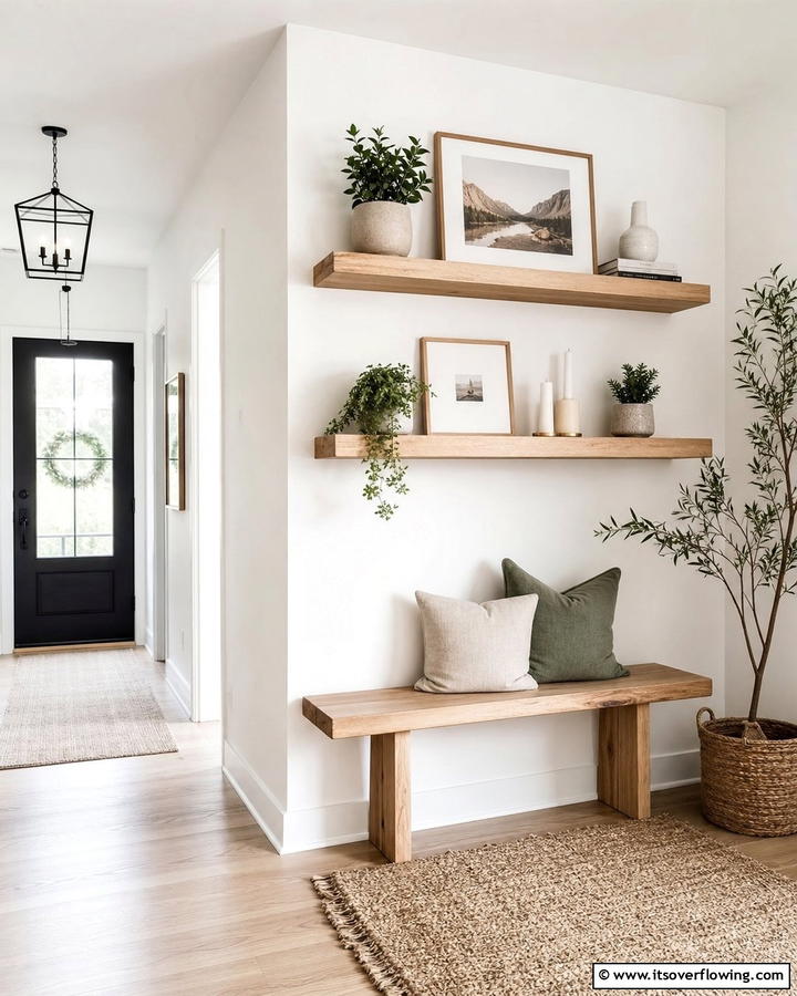 Floating Shelves - 20 Scandinavian Entryway Ideas for a Minimalist Look