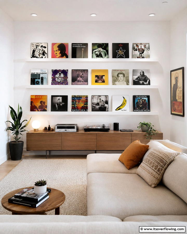 Floating Shelves - 20 Vinyl Record Storage Ideas for Music Lovers