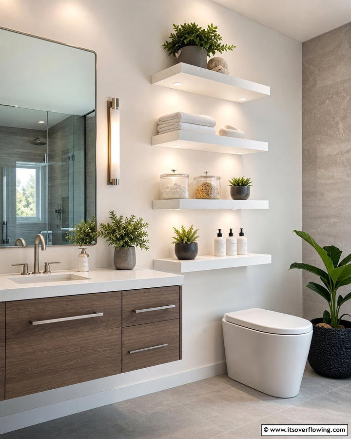 Floating Shelves Storage - 21 Clever Bathroom Storage Ideas to Maximize Space and Style