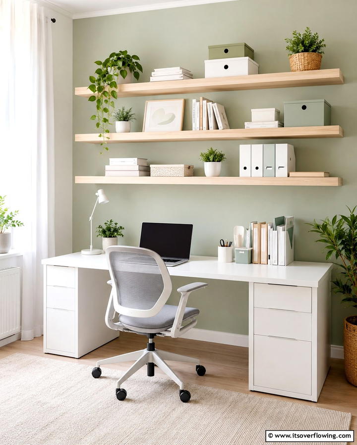 Floating Shelves as a Home Office Organizer - 25 Floating Shelves Ideas for Stylish and Functional Storage