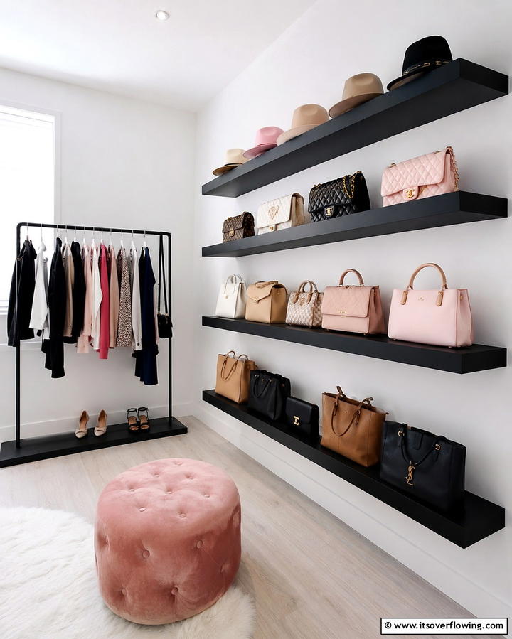 Floating Shelves for Accessories - 25 Small Dressing Room Ideas to Organize Your Wardrobe