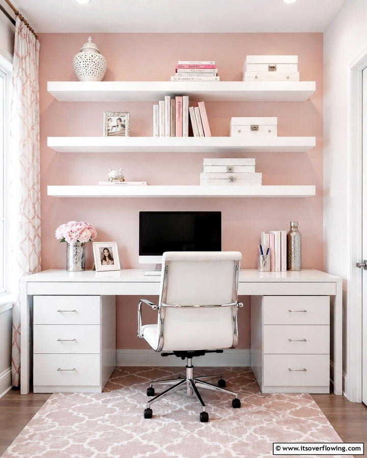 Floating Shelves for Extra Storage - 30 Home Office Ideas Designed Specifically for Her