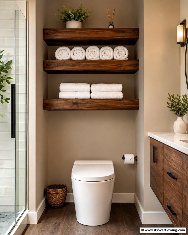 Floating Shelves for Towels - 25 Towel Display Ideas to Organize Your Bathroom
