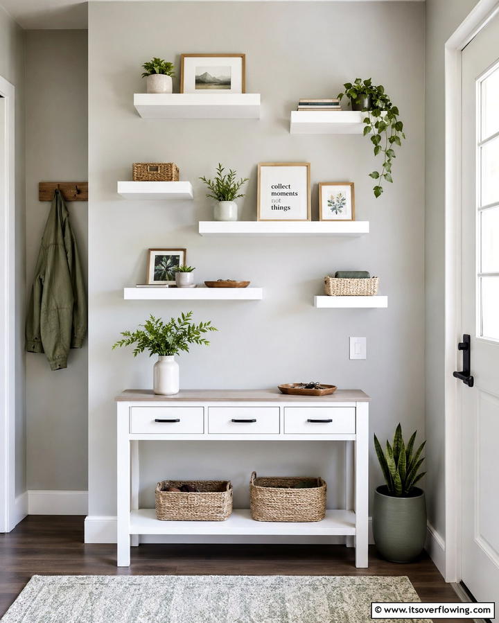 Floating Shelves for Vertical Storage - 25 Entryway Storage Ideas for Organized Homes