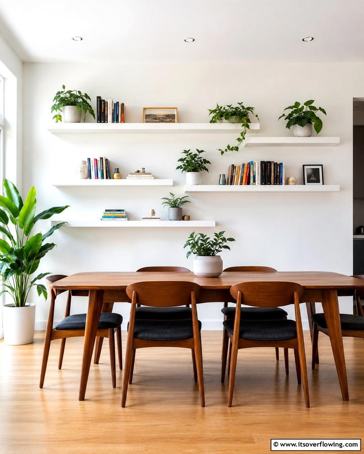 Floating Shelves for a Minimalist Look - 25 Library Dining Room Combo Ideas for Book Lovers