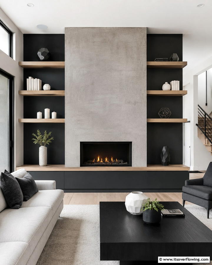 Floating Shelves for a Minimalist Look - 30 Fireplace with Bookshelves Ideas for Cozy Literary Nooks