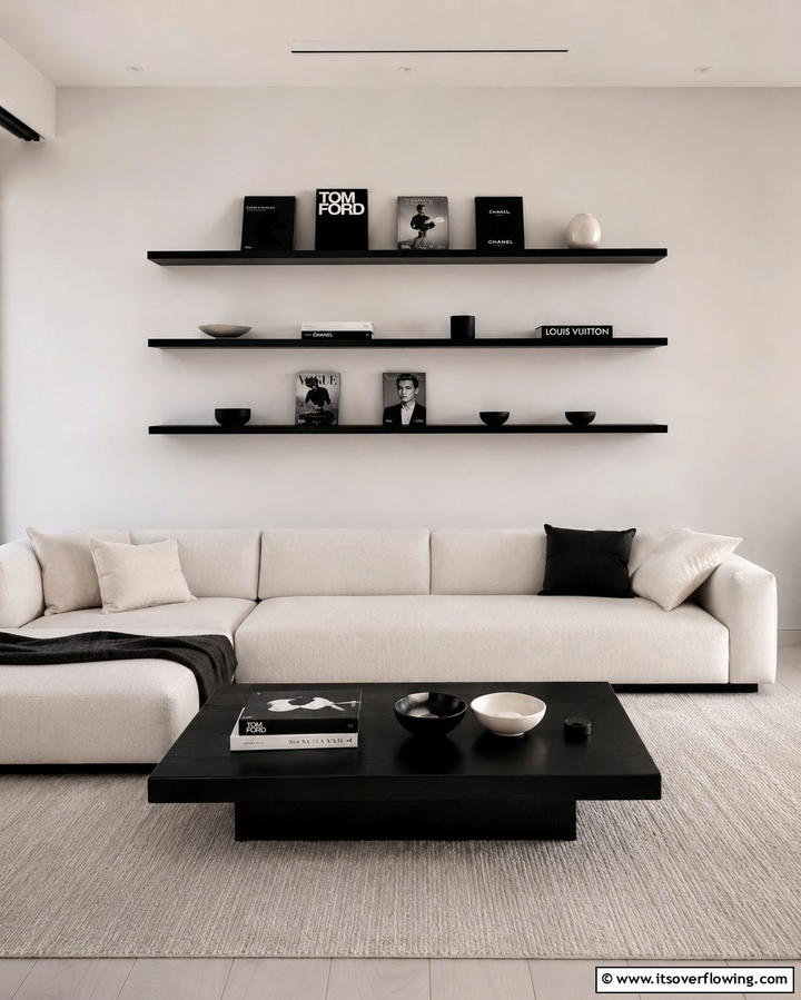 Floating Shelves for a Minimalist LookOne - 30 Living Room Shelf Ideas for Stylish Storage Solutions