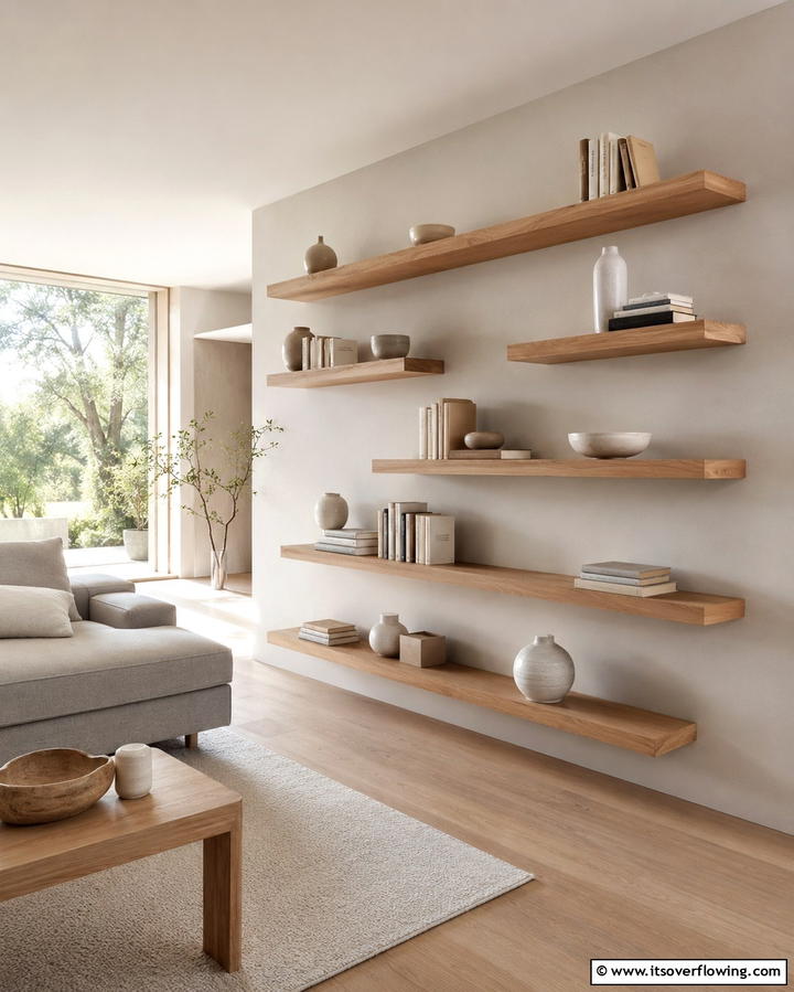 Floating Shelves for a Minimalist LookOne - 25 Living Room Bookshelf Ideas for Stylish Storage